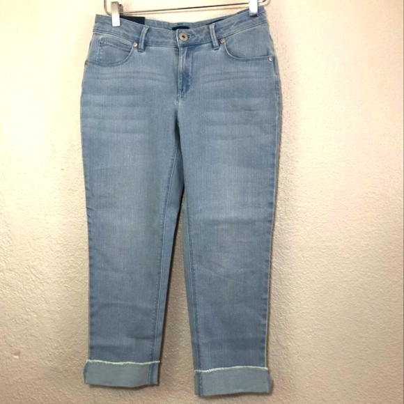 J. Jill Denim Capri, Authentic Fit Cuffed Crop Jeans Size 8 - Picture 2 of 3